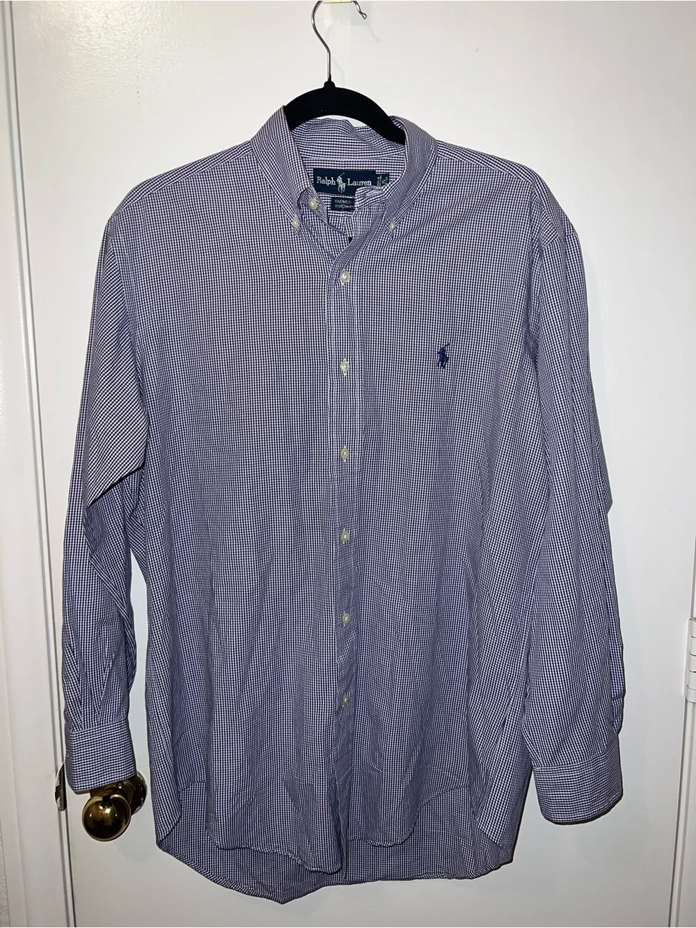 Polo by Ralph Lauren Purple and White Micro-Check Button-Down Shirt